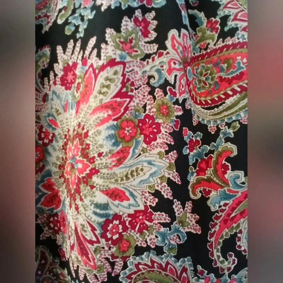 Charter Club silk flowy midi skirt paisley print jeweltones black red si… - Picture 5 of 10